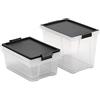 TATAY Scatole Plastica con Coperchio Multiuso - Style | Set da 3: 2x7 L + 1x15 L | Coperchio con Cerniera Incluso | Design Impilabile e Leggero | Plastica BPA Free | Nero