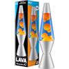 LAVA® - Lampada Lava 2117, cera arancione, liquido blu, base e cappuccio argento, lampada di movimento originale di marca LAVA® da 14,5 pollici