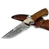 COLTELLO ARTIGIANALE LAMA FISSA IN ACCIAIO DAMASCO DA CACCIA COLLEZIONE FODERO