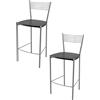 STOCK LINE t m c s Tommychairs - Set di 2 sgabelli da bar moderni ELEGANCE per cucina e sala da pranzo, struttura robusta in acciaio laccato, colore alluminio, seduta in legno laccato wengé