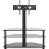 Rfiver Scaffale TV RFIVER, tavolo TV in vetro, supporto TV per televisori da 32-70 pollici, mobile angolare TV, mobile TV con struttura in vetro temperato