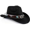 TOLASTO Cappello da cowboy in feltro di lana con tesa larga, Trilby Fedora Jazz Cap | Cappello modellabile con fibbia | Cappello da festa Derby regolabile per uomo e donna (taglia M - 56-58 cm)