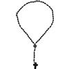 lvifloae Collana con rosario nero, ciondolo in ossidiana, collana perline da preghiera, rosario con croce lucidante, ciondolo a croce, gioielli eleganti per uomini, donne