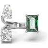 Swarovski Mesmera Anello Cocktail Aperto, con Zirconia Swarovski a Taglio Misto, Placcatura in Tonalità Rodio,Taglia 60, Verde