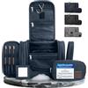 Obics® Beauty case da viaggio per uomo e donna 8L (grande) blu - Borsa da toilette e trousse da appendere con specchio - Sacchetto per cosmetici e toiletry per viaggi e campeggio (10 scomparti)