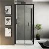 Parama Box doccia slim 75x80cm con porta a libro e parete fissa profili nero opaco e vetro 6mm anticalcare trasparente h190| Portofino