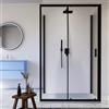 Parama Box doccia nero opaco 3 lati 70x120x70cm con porta scorrevole e doppia parete fissa vetro 6mm trasparente h185cm | Madagascar