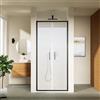 Parama Porta doccia 80cm con apertura saloon profili slim nero opaco vetro 6mm anticalcare trasparente h190 | Portofino