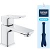 GROHE Dice - Miscelatore Lavabo Smooth Body (Taglia XS, Cartuccia Ceramica 28 mm, Risparmio Idrico, Attacchi 3/8 Pollici, QuickTool Incluso), Cromo, 1018550000