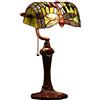Bieye L30058 Lampada da tavolo in vetro colorato in stile Tiffany a forma di libellula con paralume largo 10 pollici e base in zinco per scrivania da lettura e lavoro (verde)