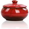 JRose Collections Posacenere in ceramica con coperchi, antivento, per uso interno o esterno, posacenere per fumatori, posacenere da scrivania per casa e ufficio, decorazione JR23076 (rosso)