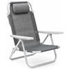 Arreditaly Spiaggina Reclinabile Da Mare E Campeggio Con Poggiatesta Imbottito Sedia Pieghevole In Alluminio E Textilene Traspirante Trasformabile In Lettino 48.5 x 60 x 80 Cm Grigio