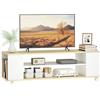 HOMCOM Mobile TV con ruote da 120 cm, mobile TV per TV fino a 55 pollici con 2 ripiani aperti, stile moderno, montaggio a pavimento/parete, panca TV per soggiorno, camera da letto, bianco e legno