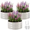 VEVOR Fioriera Rialzata Zincata 3 pezzi 600x600x300 mm Set di Fioriere Rotonde in Metallo per Esterno, Aiuola Rialzata Senza Fondo in Metallo per Coltivazione Fiori Verdure Orto Colore Beige