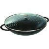 STAUB Wok in Ghisa, Include Coperchio in Vetro e Griglia Rimovibile, Adatto per Induzione, Ø 37 cm, 5,7 L, Nero