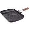 WECOOK! Ecochef Titanio Bistecchiera Ondulata, Induzione, 34x24cm, Antiaderente QUANTANIUM Ecologico senza PFOA, Alluminio Fuso, 5mm di Spessore, Manico in Legno Pieghevole, Vitroceramica, Gas