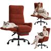 Submi Sedia Ufficio Direzionale, Sedia Scrivania Ergonomica con Poggiapiedi, Poltrona Ufficio, Criss Cross Chair con Braccioli Ribaltabili, Sedia Direzionale con Seduta Larga in Tessuto Teddy, Marrone