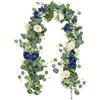 predolo Ghirlande di foglie artificiali, decorazioni floreali, accessori per foto, ghirlande di piante sospese per feste di matrimonio, pareti di casa, Blu