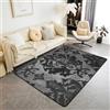 Loussiesd Tappeto damascato grigio nero per bambini e adulti, 100 x 150 cm, gotico, antico, vittoriano, barocco, decorativo, vintage, floreale, per soggiorno e camera da letto