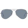 Ray-Ban Occhiali da sole unisex RB3025 AVIATOR LARGE METAL 003/02 colore argento blu vetro misura 58 mm, blu/argento