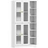 HOMCOM Buffet Alto da Cucina, Vetrina con 4 Porte a Chiusura Ammortizzata in Vetro Temperato, 90x35x172 cm, Bianco | Aosom Italy