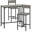 HOMCOM Set Tavolo da Bar con Sgabelli, Tavolo Alto da Pranzo con 2 Sedie da Bar, Poggiapiedi e Schienali, Grigio | Aosom Italy