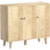 HOMCOM Buffet Cucina, Mobile Contenitore con 3 Ante a Motivo Chevron e Piedi in Legno di Pino, 88,3x30x76 cm, Legno Naturale | Aosom Italy