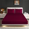 ROOEE Set di lenzuola con angoli in seta satinata, federe, traspirante, morbido tessuto spazzolato, resistente alle pieghe e al restringimento (bordeaux, matrimoniale)