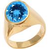 Artik Jewels Naturale Topazio Blu Gemma Con 14K Argento Placcato Oro Anello per Uomo #641