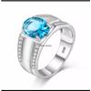 Artik Jewels Anello In Argento Sterling 925 Con Gemma Di Topazio Blu Naturale Per Uomo AJ487