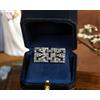 Piccola Spilla Art Deco Floreale Rettangolare Strass Bianco Argentato QD11