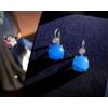 Orecchini Dormeuse Argento Art Deco Mezza Perla Agata Blu SC2