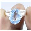 Anello In Argento Sterling 925 Con Acquamarina Naturale Ovale 12x9 mm