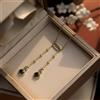 Collana Corto Ciondolo Dorato Opaco Bella Periodo 1890 Stile Ovale Set Cz Verde
