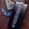 Bracciale Argento Arte Deco Strass Blu Matrimonio Vintage Stile Great Gatsby