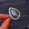 Fatto a mano Anello gioiello in argento sterling 925 con pietra preziosa in agata muschio ...