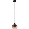 Eglo Lampada a sospensione Oilella 1 fiamma, vetro fumé, metallo nero-marrone con ottone, sfera di vetro Ø 19 cm, attacco E27, per tavolo da pranzo
