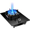 Generico Fornello A Gas A 1 Fuoco, Piano Cottura A GPL/Gas Naturale Da 5,2 KW Con Accensione Automatica E Protezione Da Guasti Della Fiamma, Griglia For Pentole In Ghisa In Vetro Temperato(NG)