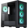 Silentware Flow 110 Black A-RGB Midi Tower Case PC, rete frontale con presa d'aria laterale, finestra laterale in vetro, 4 ventole A-RGB HDB, controllo PWM e 3 pin, GPU fino a 380 mm, ATX/mATX/ITX