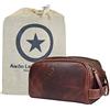 AARON LEATHER GOODS VENDIMIA ESTILO Borsa da toilette in pelle, kit Dopp, King Size by Aaron Leather Gift for Him Her, Crazy Horse Leather 32,3 x 12,5 cm, Noce, 10 x 5 x 5.5 inch, Premium
