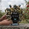 Sofia Ceramiche Comp Testa Medusa h 25 cm — con Perline Blu | Ceramica Caltagirone - 25 cm / Linea Medusa / Maschio Moro