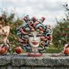 Sofia Ceramiche Comp Testa Medusa h 25 cm maschio moro — con Perline Bordeaux | Ceramica Caltagirone - 25 cm / Linea Medusa