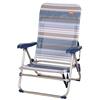AKTIVE Sedia da spiaggia bassa pieghevole, schienale regolabile in 5 posizioni, struttura in alluminio, tessuto con stampa a righe, braccioli, 49x43x74 cm (62601)