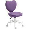 HOMCOM Sedia per Scrivania a Forma di Cuore, Sedia da Ufficio con 5 Rotelle Girevoli e Altezza Regolabile in Tessuto, 40x50x79-89cm, Viola