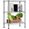 M MZG 340 kg 3 ripiani in metallo scaffale portaoggetti in filo metallico organizer per armadio con bordo in PP per garage, cucina, bagno, lavanderia, cromato, 30 x 55 x 72,6 cm