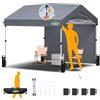 COBIZI Gazebo 3x3 Pieghevole Impermeabile Pop-up One-touch,Garage Auto per Esterno con 1 Parete Laterale,Gazebo Pieghevole 3x3 per Campeggio Spiaggia Giardino Commerciale,Tendone(3 per 3m Grigio)