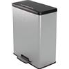 CURVER Deco Bin Slim 254610 - Pattumiera da 65 l, 480 x 615 x 280 mm, colore: argento, nero, 1 pezzo