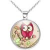 So Sweet Collana cabochon, gufo saltire illustrato il gufo rosa, Regalo di Natale per idea regalo moglie - San Valentino- regalo di compleanno - argento antico (ref.80a).