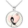So Sweet Collana cabochon, collana illustrata Il gatto, Regalo di Natale per idea regalo moglie - San Valentino- regalo di compleanno - argento antico (ref.65a).