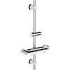 Görbach Colonna Doccia Acciaio Inox senza Miscelatore, Asta Doccia 70 cm con Porta Ogetti Mensola, Set Asta Doccia Saliscendi con Supporto Soffione Regolabile, Adatto per fori esistenti Cromo